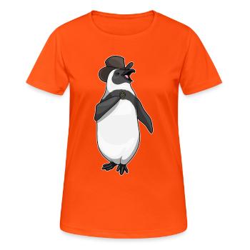 Penguin Groom Wedding Ring - Women's Breathable T-Shirt - neon orange - Front - AI Model Female 172 dark (172cm)