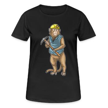 Affe Bergarbeiter Spitzhacke Bergbau - Frauen T-Shirt atmungsaktiv - Schwarz - Vorne - AI Model Female 172 light (172cm)