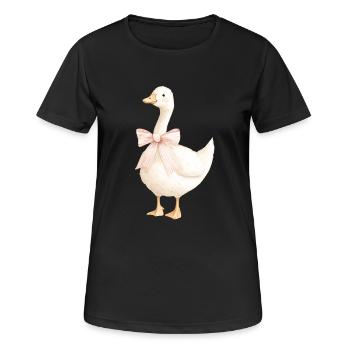 Ente mit rosa Schleife - Frauen T-Shirt atmungsaktiv - Schwarz - Vorne - AI Model Female 172 light (172cm)