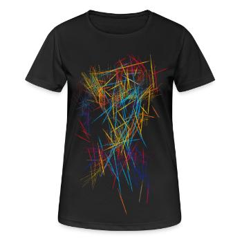 Abstrakt  - Frauen T-Shirt atmungsaktiv - Schwarz - Vorne - AI Model Female 172 light (172cm)