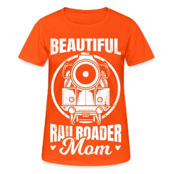 Railroad Mother - Women's Breathable T-Shirt - neon orange - Front - AI Model Female 172 dark (172cm)