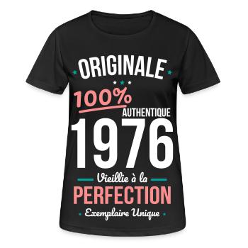 1976 – Originale – Exemplaire unique - T-shirt respirant Femme - noir - Devant - AI Model Female 172 light (172cm)