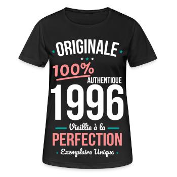 1996 – Originale – Exemplaire unique - T-shirt respirant Femme - noir - Devant - AI Model Female 172 light (172cm)