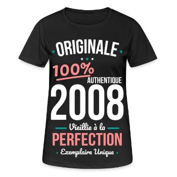 2008 – Original – Einzigartiges Exemplar - Frauen T-Shirt atmungsaktiv - Schwarz - Vorne - AI Model Female 172 light (172cm)