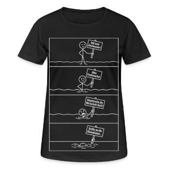 Es gibt kein Hochwasser.. - Frauen T-Shirt atmungsaktiv - Schwarz - Vorne - AI Model Female 172 light (172cm)