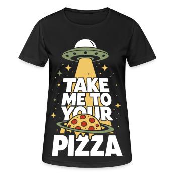Take Me to Your Pizza UFO Alien - Women's Breathable T-Shirt - black - Front - AI Model Female 172 light (172cm)