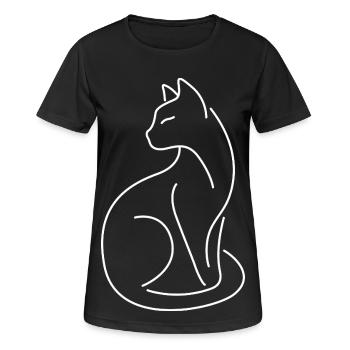 Cat tomcat silhouette of white lines - Women's Breathable T-Shirt - black - Front - AI Model Female 172 light (172cm)