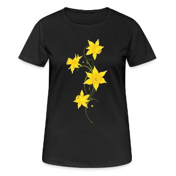 Filigree Daffodils Flowers. Spring, Easter. - Women's Breathable T-Shirt - black - Front - AI Model Female 172 light (172cm)