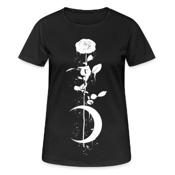 Nachtrose - Gothique occulte vintage Moon Rose - T-shirt respirant Femme - noir - Devant - AI Model Female 172 light (172cm)