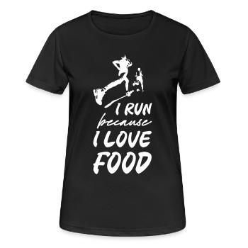 Je cours parce que j’aime la nourriture - T-shirt respirant Femme - noir - Devant - AI Model Female 172 light (172cm)
