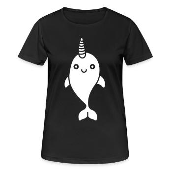 Narwal - Frauen T-Shirt atmungsaktiv - Schwarz - Vorne - AI Model Female 172 light (172cm)
