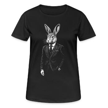 Eleganter Hase im Anzug - Frauen T-Shirt atmungsaktiv - Schwarz - Vorne - AI Model Female 172 light (172cm)