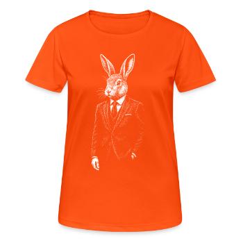 Dapper Rabbit en costume - T-shirt respirant Femme - orange néon - Devant - AI Model Female 172 dark (172cm)