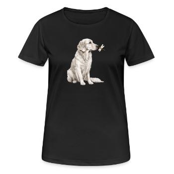Motif de chien libellule Golden Retriever pour les amateurs de chiens - T-shirt respirant Femme - noir - Devant - AI Model Female 172 light (172cm)