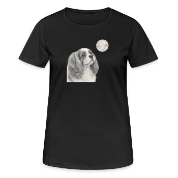 Cavalier King Charles Spaniel Dog Retro Motif - Women's Breathable T-Shirt - black - Front - AI Model Female 172 light (172cm)