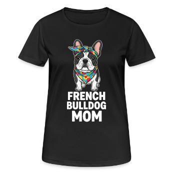 Maman bouledogue française avec bandana – Maman Frenchie - T-shirt respirant Femme - noir - Devant - AI Model Female 172 light (172cm)