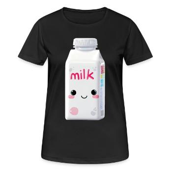 Milch Kawaii - Frauen T-Shirt atmungsaktiv - Schwarz - Vorne - AI Model Female 172 light (172cm)