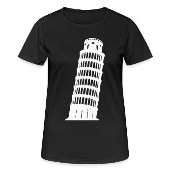 Silhouette de la Tour de Pise Monochrome - T-shirt respirant Femme - noir - Devant - AI Model Female 172 light (172cm)