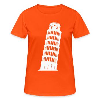 Pisa Tower Silhouette Monochrome - Women's Breathable T-Shirt - neon orange - Front - AI Model Female 172 dark (172cm)