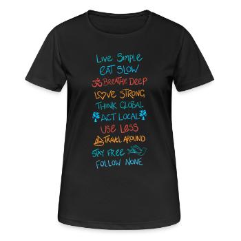Lebe einfach 2 - Frauen T-Shirt atmungsaktiv - Schwarz - Vorne - AI Model Female 172 light (172cm)