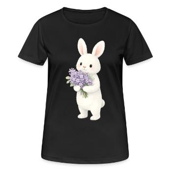 Bunny with lilac illustration - Women's Breathable T-Shirt - black - Front - AI Model Female 172 light (172cm)