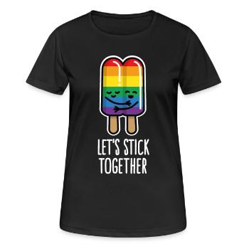 Let's stick together lustig Schwules Paar Eis LGBT - Frauen T-Shirt atmungsaktiv - Schwarz - Vorne - AI Model Female 172 light (172cm)