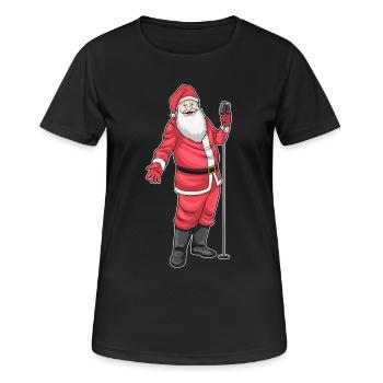 Le Père Noël chante de Noël - T-shirt respirant Femme - noir - Devant - AI Model Female 172 light (172cm)
