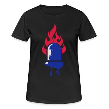 Blaulicht Feuerwehr - Frauen T-Shirt atmungsaktiv - Schwarz - Vorne - AI Model Female 172 light (172cm)