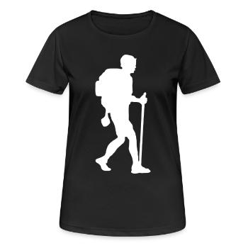 Wanderer Backpacker weiß - Frauen T-Shirt atmungsaktiv - Schwarz - Vorne - AI Model Female 172 light (172cm)