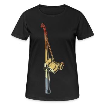 Vintage Angelrute - Frauen T-Shirt atmungsaktiv - Schwarz - Vorne - AI Model Female 172 light (172cm)