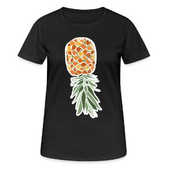 Upside-down Pineapple – Tropical Illustration - Women's Breathable T-Shirt - black - Front - AI Model Female 172 light (172cm)