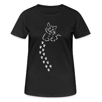 Cat Cat Cat Cat Cat Paw Imprint - Women's Breathable T-Shirt - black - Front - AI Model Female 172 light (172cm)