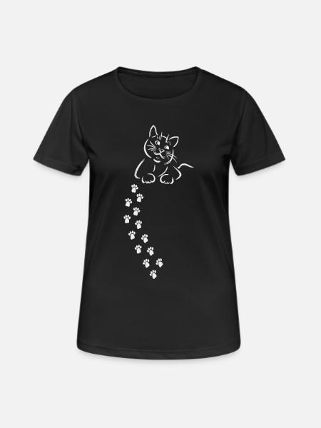 Cat Cat Cat Cat Cat Paw Imprint - Women's Breathable T-Shirt - black