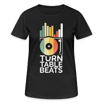 turntable beats music musik dj djing platten icon - Frauen T-Shirt atmungsaktiv - Schwarz - Vorne - AI Model Female 172 light (172cm)
