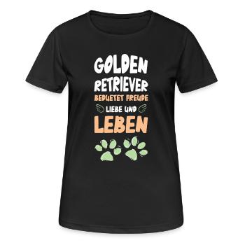 Golden Retriever Lebensfreude - Frauen T-Shirt atmungsaktiv - Schwarz - Vorne - AI Model Female 172 light (172cm)