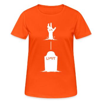 Limit blows up – hand lifts out of grave - Women's Breathable T-Shirt - neon orange - Front - AI Model Female 172 dark (172cm)