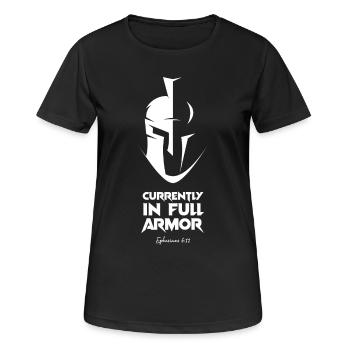 Currently in full armor - Ephesians - Chrétien - T-shirt respirant Femme - noir - Devant - AI Model Female 172 light (172cm)