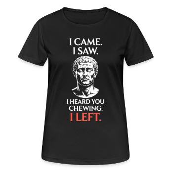 Kaugeräusche Chewing Essgeräusche Schmatzen Kauen - Frauen T-Shirt atmungsaktiv - Schwarz - Vorne - AI Model Female 172 light (172cm)