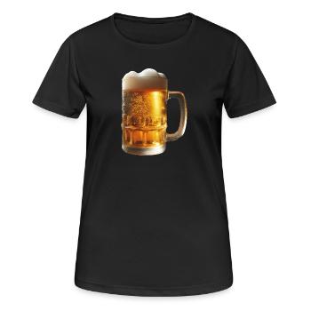 Une bière fraîche dans une chope de bière - T-shirt respirant Femme - noir - Devant - AI Model Female 172 light (172cm)