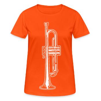 Trompete - Frauen T-Shirt atmungsaktiv - Neonorange - Vorne - AI Model Female 172 dark (172cm)