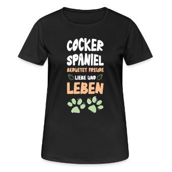 Cocker Spaniel Lebensfreude - Frauen T-Shirt atmungsaktiv - Schwarz - Vorne - AI Model Female 172 light (172cm)