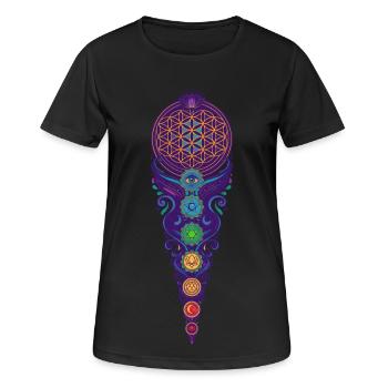 Méditation de spiritualité Géométrie sacrée - T-shirt respirant Femme - noir - Devant - AI Model Female 172 light (172cm)