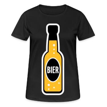 Bierflasche (Bier / Bierchen / NEG 3C) - Frauen T-Shirt atmungsaktiv - Schwarz - Vorne - AI Model Female 172 light (172cm)
