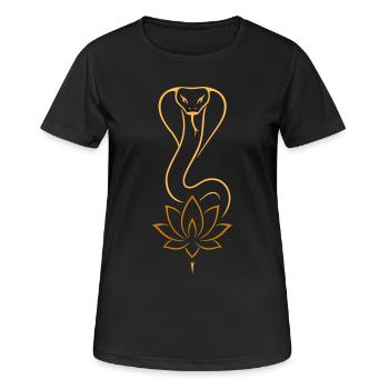 Cobra et Lotus - Symbole de Puissance et d’Éveil - T-shirt respirant Femme - noir - Devant - AI Model Female 172 light (172cm)
