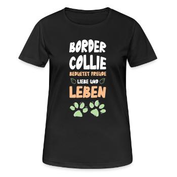 Border Collie Lebensfreude - Frauen T-Shirt atmungsaktiv - Schwarz - Vorne - AI Model Female 172 light (172cm)