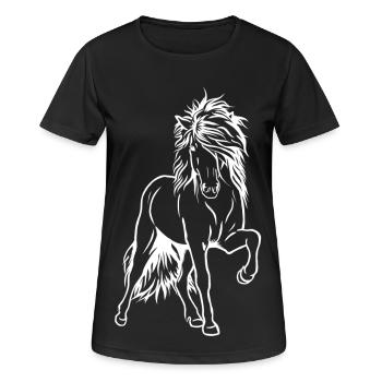 L’étalon islandais blanc - T-shirt respirant Femme - noir - Devant - AI Model Female 172 light (172cm)