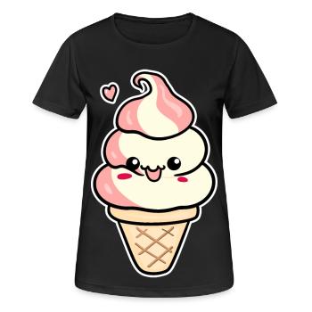 Crème glacée de dessin animé - T-shirt respirant Femme - noir - Devant - AI Model Female 172 light (172cm)