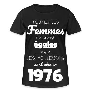 50 Jahre – Die Besten wurden 1976 geboren - Frauen T-Shirt atmungsaktiv - Schwarz - Vorne - AI Model Female 172 light (172cm)