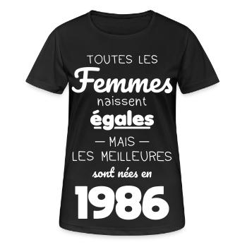 40 Jahre alt – Die Besten wurden 1986 geboren - Frauen T-Shirt atmungsaktiv - Schwarz - Vorne - AI Model Female 172 light (172cm)