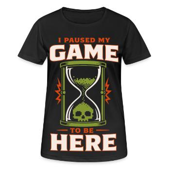 J’ai mis mon jeu en pause pour être ici - T-shirt respirant Femme - noir - Devant - AI Model Female 172 light (172cm)